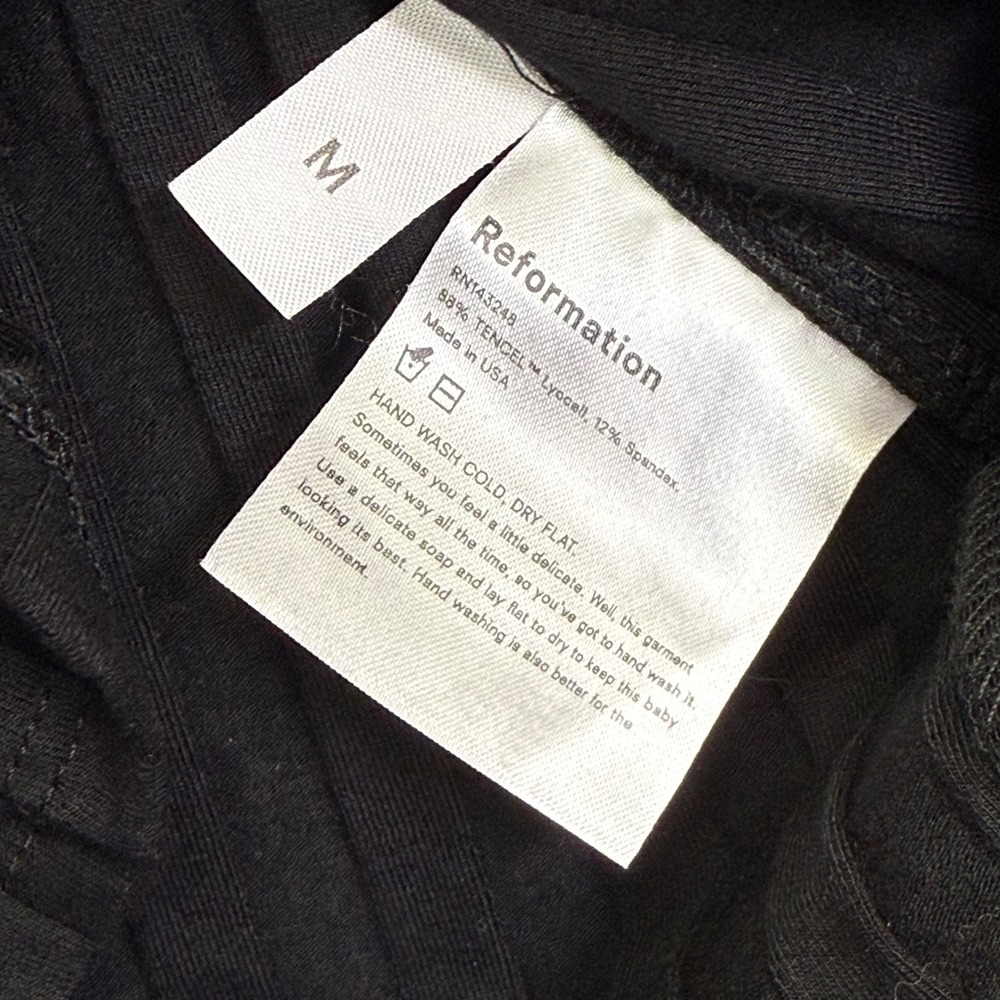 Reformation Black Ribbed Cutout Mock Neck Maxi Dress Size Medium M Long Slv - Picture 8 of 11